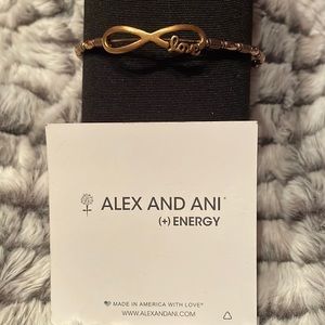 Barely worn Alex and Ani Vintage Sixty six Love Bracelet. Gold tone. Excellent